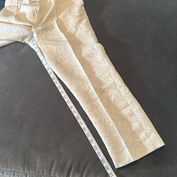 Men’s Floral Cream 2 Piece Tuxedo Suit Shawl Lapel Red Trim 34 Jacket 31 Pants - Picture 11 of 12